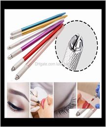 100 pièces stylo de maquillage semi-permanent 3D broderie maquillage outil manuel tatouage sourcil microlame stylo 5 couleurs Jdpru W95Rk8090677