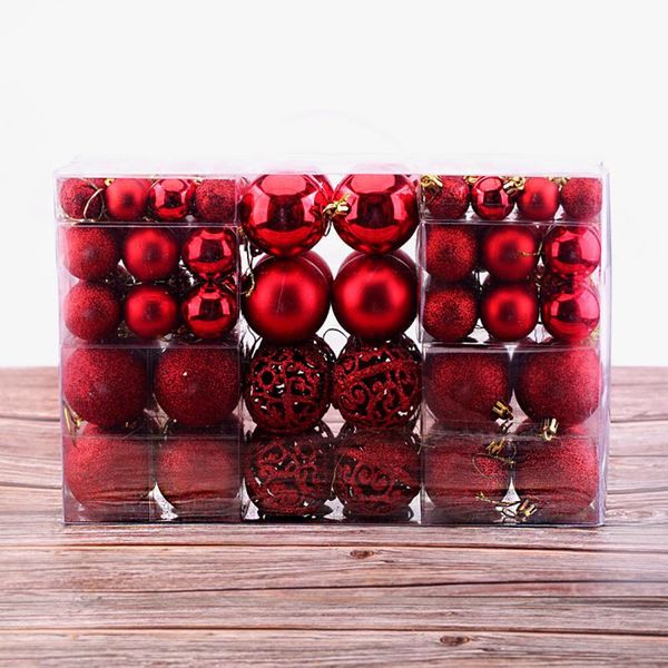 100pcs / set 3-6 cm Boîte de balle de Noël rouge doré or ornements d'arbre de Noël Glossy Ball Matte Ball Powder Ball Ball Hollow Ball