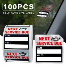100 pièces/ensemble étiquettes adhésives étiquettes auto-adhésives pour changement d'huile Service rappel autocollant changement d'huile autocollants étiquette bricolage 240229
