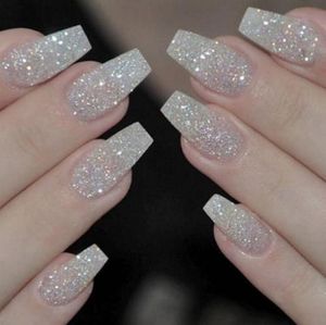 100 unids/set bailarina uñas postizas acrílico cubierta completa blanco Natural ataúd transparente puntas de uñas falsas artificiales