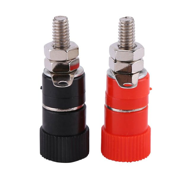 Envío gratuito 100 Unids / set Conector Banana Pareja Terminales Rojo Negro Conector Amplificador Terminal Binding Post Conector Banana para Altavoz Jack