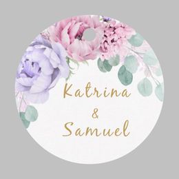 100pcs / définir les étiquettes de faveur personnalisées étiquettes de mariage en cercle personnalisés avec trou votre texte ou votre logo