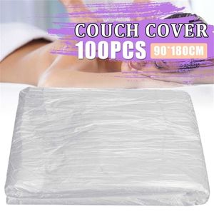 100 -stcs/set waterdichte oliebestendige spa massage bedklep bedsprekken laken schoonheidssalon spa bed tafel transparante schoonheidsbed film t200901