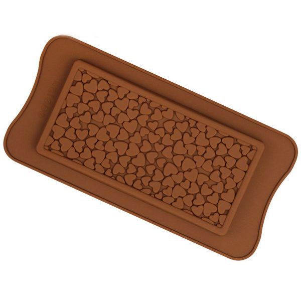100 Uds molde de barra de Chocolate de silicona amor corazón silicona de calidad alimentaria horneado antiadherente para decoración de pastel de caramelo de Chocolate
