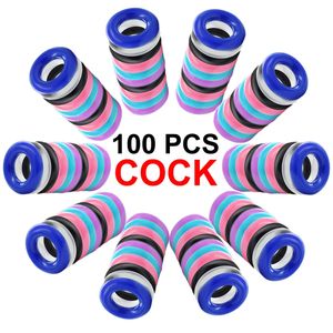 100PCS Siliconen Duurzaam Penis Ring Volwassen Mannen Ejaculatie Vertraging Donut Cock Rubberen Ringen Penisvergroting Seksspeeltje voor Mannelijke sex 240106