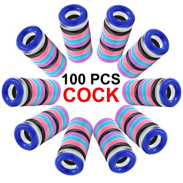 100 pièces Silicone Durable anneau de pénis hommes adultes retard d'éjaculation beignet coq anneaux en caoutchouc pénis agrandissement Sex Toy pour sexe masculin 240227