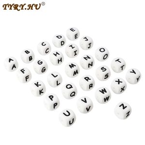 100 stks siliconen brief kralen voor diy bijtring ketting clips baby tandjes alfabet kind ketting 211106