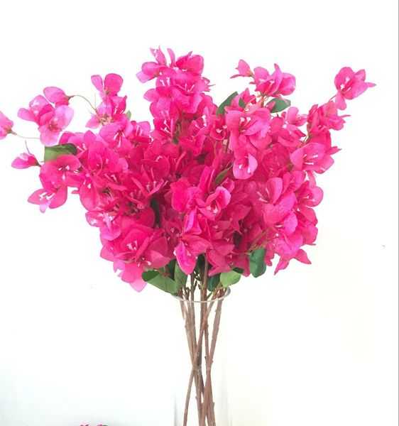 Silk Bougainvilliera Glabra Fleur Artificielle Faux Bougainvillea Spectabilis Couleur rose chaude pour les centres de mariage Fleurs décoratives