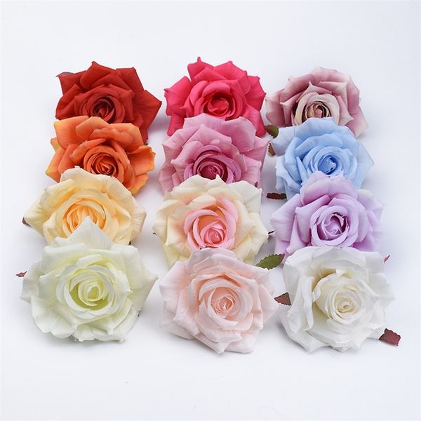 100pcs soie roses fleurs mur accessoires de salle de bain décorations de noël pour la maison mariage pas cher plantes artificielles mariée broche Y200903