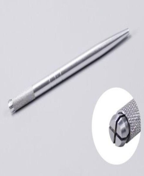 Pluma de tatuaje Manual profesional de aluminio plateado, 100 Uds., pluma de tatuaje de maquillaje permanente, pluma de MicroBlading 3D para bordado de cejas8056543