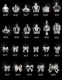 100 Uds corona de plata arcos diamantes de imitación diseño de uñas aleación 3d DIY corona suministros de decoración de uñas accesorios de decoración colgante ML55844575418