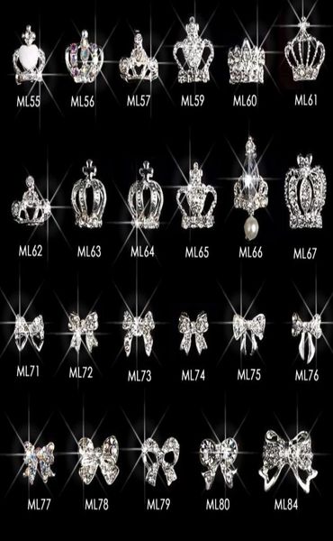 100pcs Silver Crown Bows Rigiane Conception d'ongles alliage 3D COURNIAL Nail Nail Art Fournitures Pendant Accessoires ML55843141957