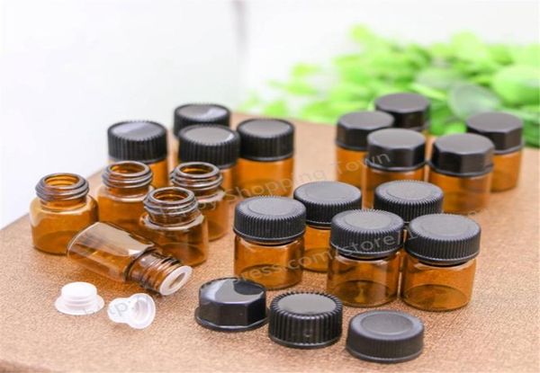 100pcs petite bouteille d'huile essentielle ambre avec bouteille en verre lid1 ml en plastique mini flacon en verre brun récipient en verre 2010131601352