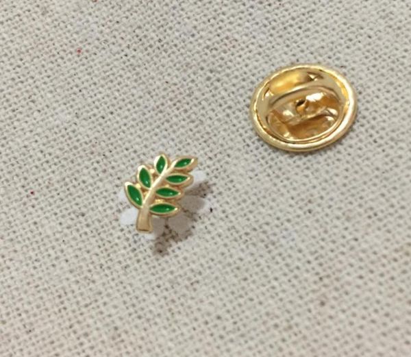 100 pièces petite broche et épingles en émail personnalisées Badge feuille verte brin d'acacia Ma regalia maçon épinglette Akasha cadeau pour Fello24636233844