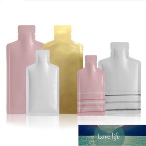 100 piezas pequeña rosa/blanco/oro forma de botella papel de aluminio bolsas abiertas en la parte superior champú líquido miel café bolsas de sellado térmico precio de fábrica diseño experto calidad