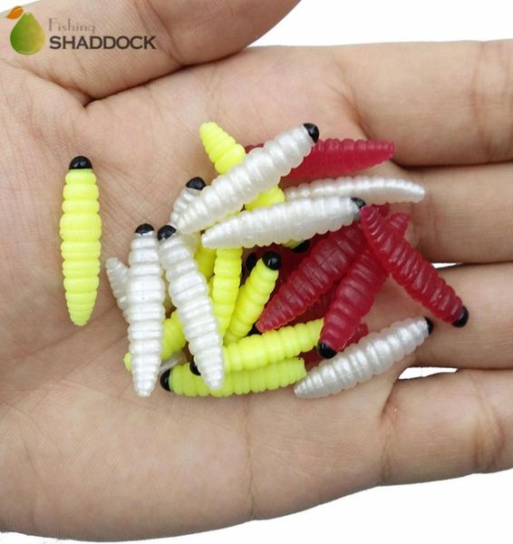 100 pièces en plastique souple ver à soie leurres de pêche en caoutchouc petite odeur vers artificiels doux Grub appât accessoires de pêche Tackles3916573