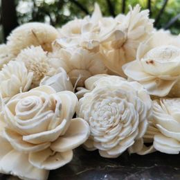 Surtido de flores de madera Sola para bodas, 100 Uds., para manualidades, bodas, decoración del hogar Z1202237Q