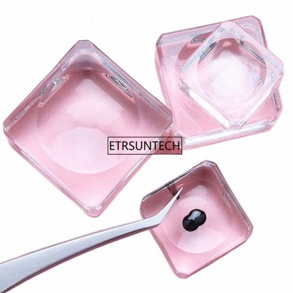 100pcs carré cristal verre joint faux eyel support colle tampon porte-colle yeux adhésif palette pâte outil de maquillage F3219 p8UQ #