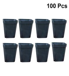 100 pièces Pots de fleurs carrés Mini plantes en plastique pratiques Pots de fleurs succulentes Pots de jardinières sans assiettes Y2007093482880