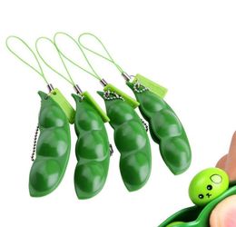 100 STKS SqueezeaBean Sleutelhanger Fidget Squishy Peul Sleutelhanger Soja Knijpbonen speelgoed Stress AntiAngst Kinderen Volwassen Toy2841929