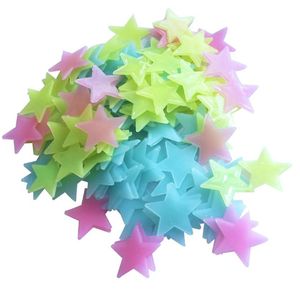 100 Uds. Pegatinas de pared luminosas de estrellas, plástico fluorescente de PVC que brillan en la habitación oscura, interruptor de techo, pegatina decorativa, calcomanías artísticas para el hogar YL0326