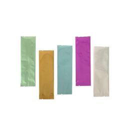 100 unids Strip Open Top Bolsas de papel de aluminio Bolsas de embalaje de muesca de lágrima Sellado térmico al vacío Mylar Bolsa de almacenamiento plana Embalaje de azúcar en polvo Wnbre Clwmg