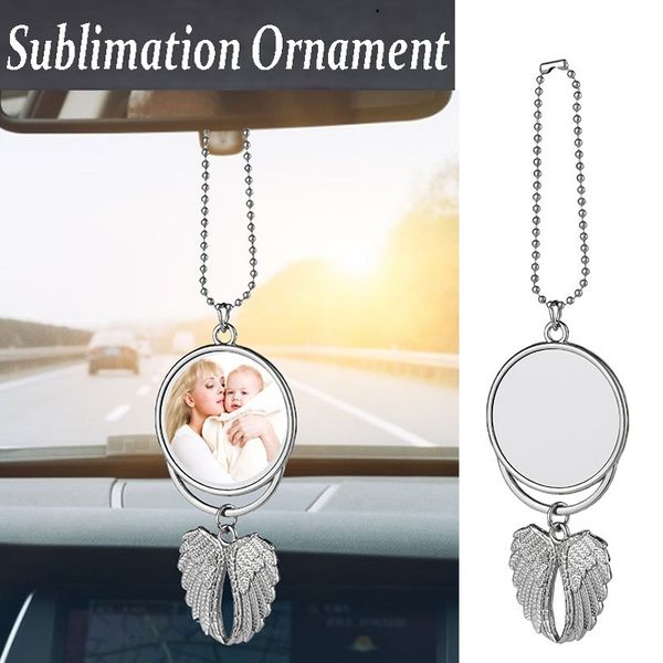 100 Pcs sublimation voiture ornement décorations ailes d'ange forme blanc transfert à chaud impression consommables fournitures double face cintre pendentif bijoux pour femmes