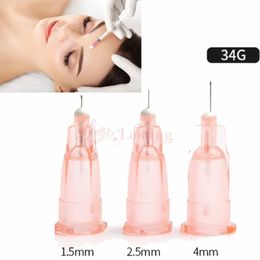 100 pcs Superfijn 34 g 1,5 mm 2,5 mm 4 mm 8mm Pijnloze kleine naald Irrigator Eyelid Toolonderdelen voor wegwerpspuiten Tattoo Needl 240418