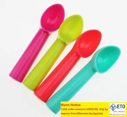 100 pièces couleur douce cuillère à crème glacée en plastique Melon Baller épaissir poignée cylindrique Dessert cuillère outil de cuisine