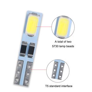 Ampoule Led T5 W3W W1.2W, 100 pièces, lampe d'instrument automobile 5630 2 SMD, indicateur de tableau de bord, lumières intérieures de voiture 6000k blanc chaud 12V