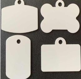 100 pièces étiquettes Sublimation bricolage blanc blanc aluminium Double face carré étiquette de chien de compagnie carte d'identité mélange Style2981171
