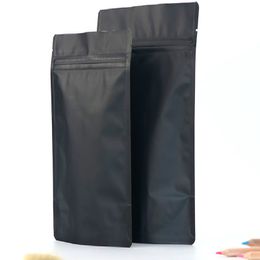 100 stks Tear Notches Recyclebare Black Mylar Bag Aluminiumfolie Flat Open Top Pouch Sachets Voedselpoeder