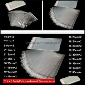 100 stks Thicken Clear Self-Adhesive Cellofane Tas Zelf Afdichting Kleine Plastic Zakken Verpakking Hersluitbare Sieraden Verpakking Pouch Drop Delivery 2