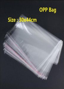 100pcs transparent transparent grand sac en plastique 30x44cm d'auto-adhésif en plastique en plastique poly