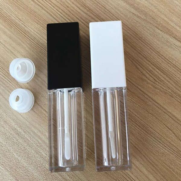 100 pièces Transparent mat carré noir et blanc doré tube de glaçure pour les lèvres bricolage tube de brillant à lèvres 5 ML