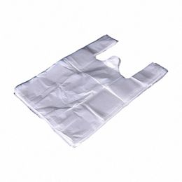 100pcs Sacs en plastique transparents Sac de magasin Sac de supermarché avec handle Emballage alimentaire 20 * 30cm V7J0 #