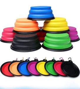 Gadgets al aire libre Peeting Feeding Bowl Town Dog Cat Plegable Plegable Polvo Compacto Comedero de plato de silicona Contenedor de alimentos 300 piezas