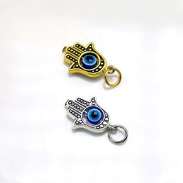 100 pièces turc Hamsa main bleu mauvais œil pendentif à breloques pour la fabrication de bijoux résultats DIY268J