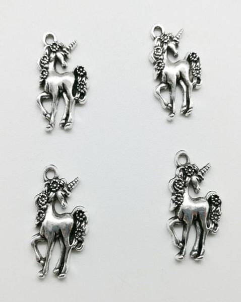 100 pièces licorne cheval antique argent breloques pendentifs bijoux bricolage pour collier Bracelet boucles d'oreilles Style rétro 2314mm2354910