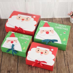 100 stks Unieke Kerstavond Big Gift Box Santa Fairy Design Papercard Kraft Present Party Favor Activity Box Rood Groen
