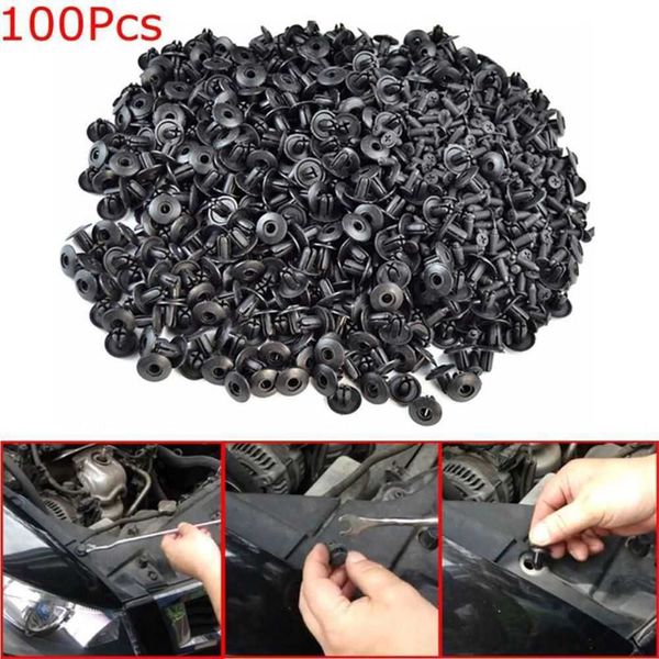 100pcs Universal Mixte Auto Fixation Auto Carre-chocs Clips de portefeuille Rivet Panneau de porte Fender Vis de doublure