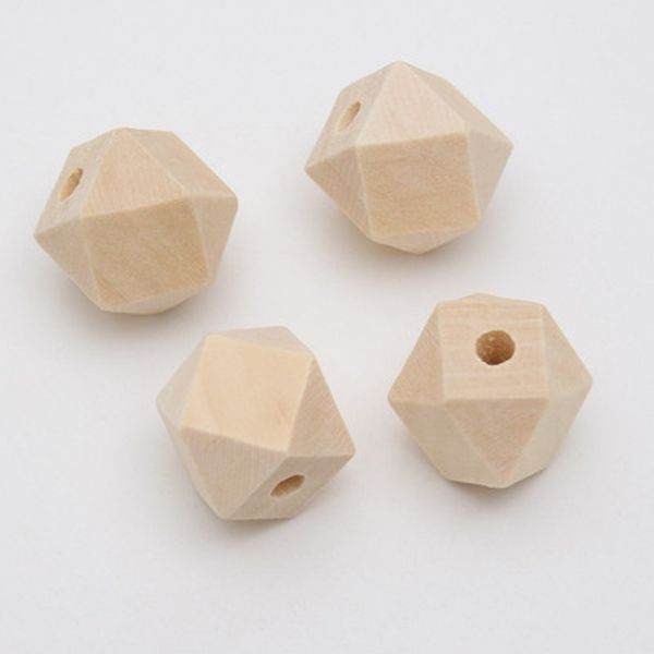 100 pièces non peint naturel Cube perles en bois non finies bricolage jouet accessoires bijoux SupplyWood Craf