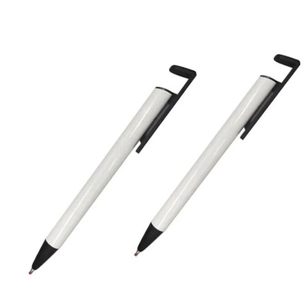 100pcs US Warehouse Stylos à sublimation Stylo à bille à transfert de chaleur vierge avec film rétractable en aluminium blanc Stylo à clip personnalisé Fournitures scolaires