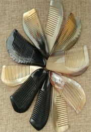 100 pièces utiles peignes en corne de boeuf outil de poche peigne à cheveux raides brosse de Massage de santé naturelle Portable cadeau artisanal fait à la main X0973735260