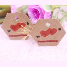 100 stcs Valentie tag cirkel whit papier handgemaakt met liefde product hang tag aangepaste prijsnaam merk tag voor cadeau snoepbox merkteken