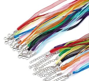 100 stks variëteit 6 kleuren lint voile ketting koord ketting ketting sluiting voor sieraden maken bevindingen