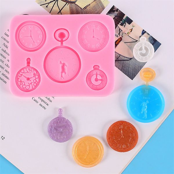 100 Uds varios reloj molde de silicona Fondant pastel decoración Chocolate DIY arcilla de yeso artesanía hecha a mano pegamento por goteo suministros para hornear