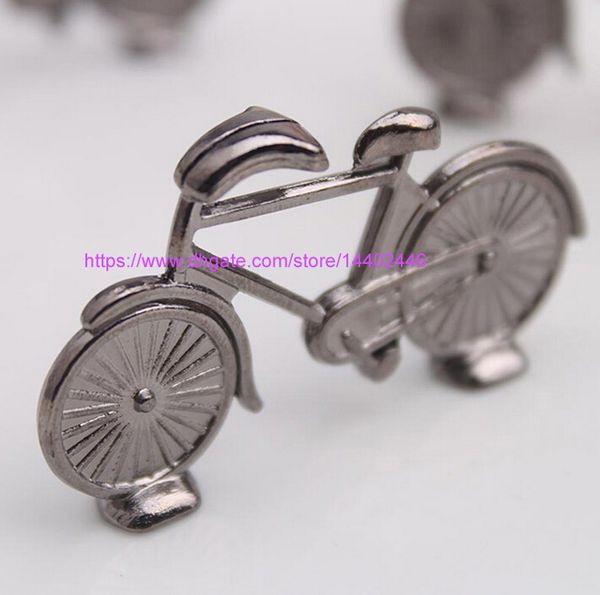 100 pcs Vintage Alliage Antique Vélo Vélo Conception Table Titulaire De La Carte Stand De Mariage Décoration Table Numéro Lieu Stand Mémo Titulaires Cadeau De Fête