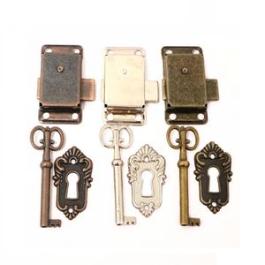 100 Stuks Vintage Kast Lade Ijzeren Slot Met Sleutel Garderobe Kast Hasp Haak Lock Hout Sieraden Doos Vergrendelingen Meubels hardware