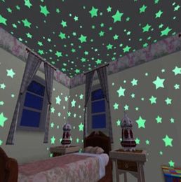 100pcs Wall Stickers Decal Glow in the Dark Baby Kids Bedroom Home Decor Couleur Stars Lumineux Stickers muraux fluorescents Lumineux Decal3892402